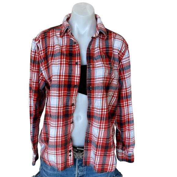 Stranger Things Plaid Flannel Shirt MEDIUM Oversize Unique Hawkins Tigers - Picture 4 of 5